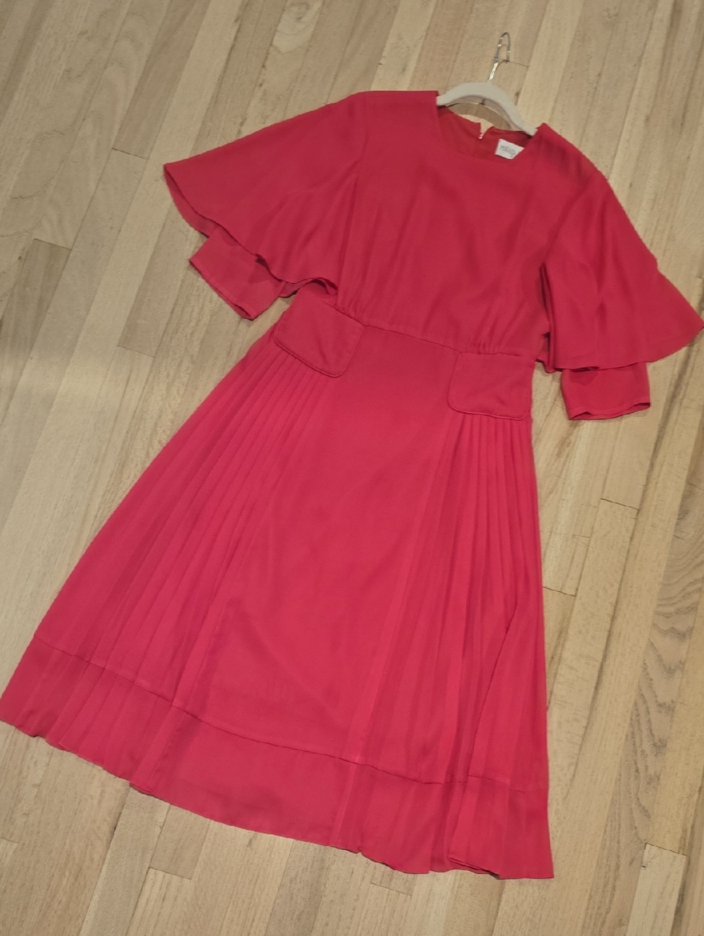 Mikael Aghal Fuchsia Pleated Midi Dress